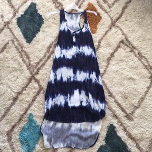Blue tie dye high low dress